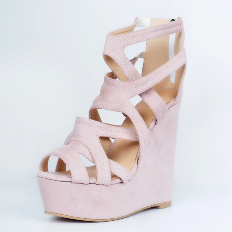 Light Pink Wedge High Heels Comfortable Ladies Sandals Women Platform Open Toe Summer Shoes Women Shoes Size 12