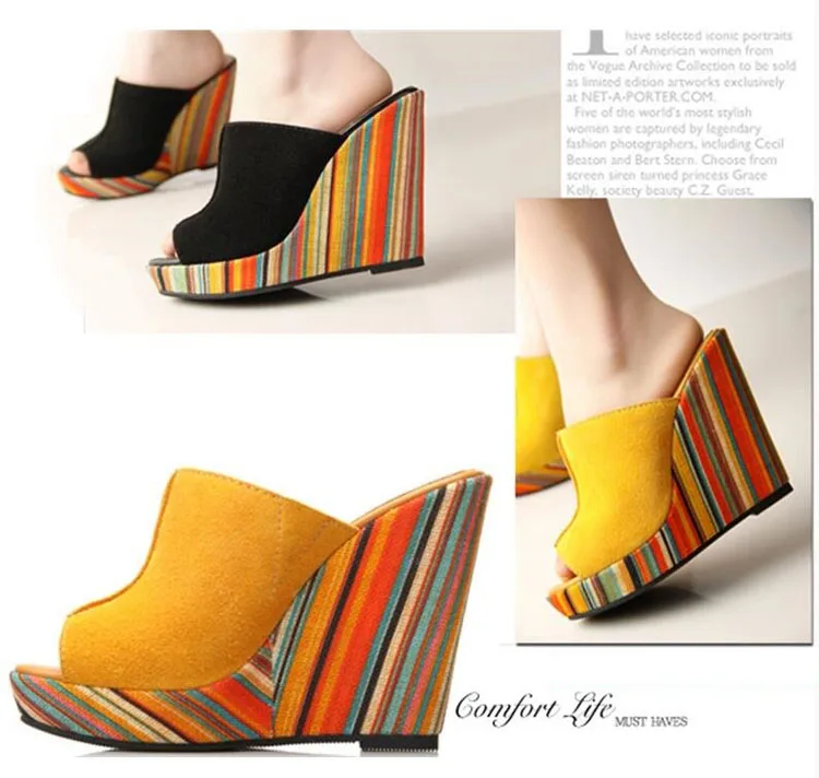 Sandals 2017 PigSkin High Platform Shoes Fashion Women Summer Slippers Genuine Leather Women Shoes Plus Size 30-43 Slides Heel (8)