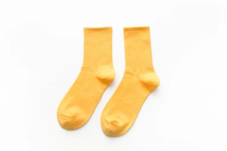 Женские носки унисекс радужных цветов, Харадзюку, цветные носки средней длины, женские Стандартные носки, 1 пара, Kawaii - Цвет: Yellow