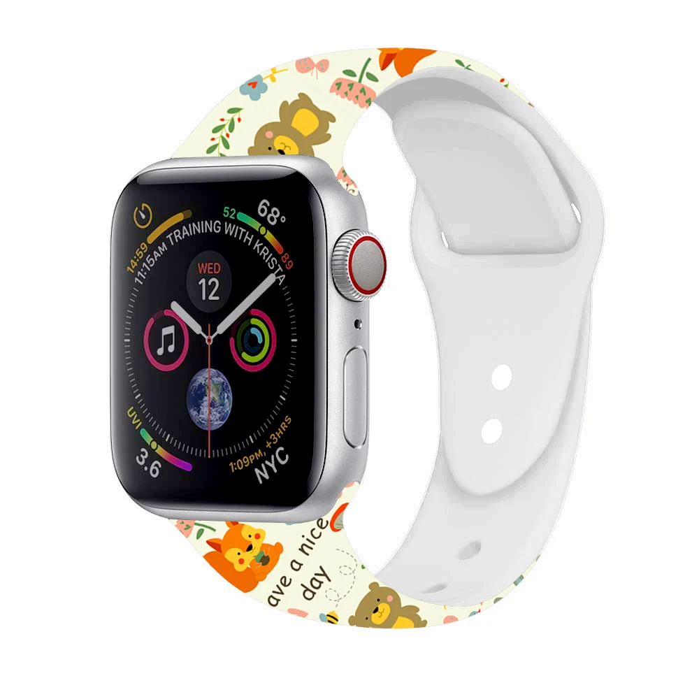 Мягкий силиконовый ремешок для apple watch series 5, 4, 3, 2, 1, iWatch, браслет для apple watch 38 мм, 42 мм, 40 мм, 44 мм, спортивный ремешок