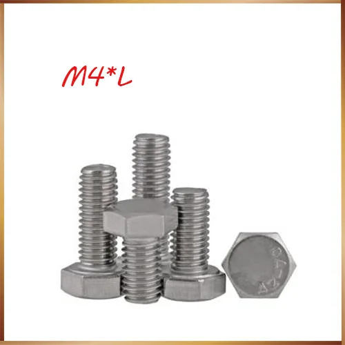 

m4 bolts 50pcs M4 DIN933 304 Stainless steel Outer Hexagon Hex Socket Head Cap Screw Bolt Metric Thread M4*8/10/12 M4 bolts