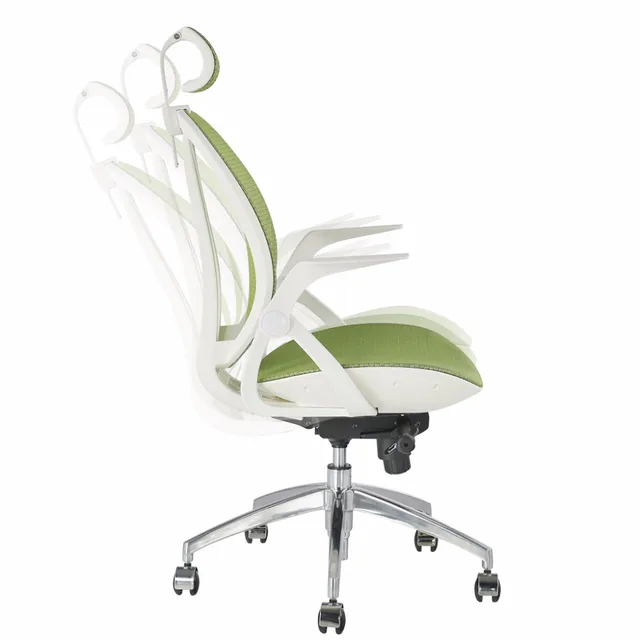 LANGRIA High-Back Swivel Green Mesh Executive Office Chair Computer Chair with 3-Position Locking Adjustable Headrest Armrest -