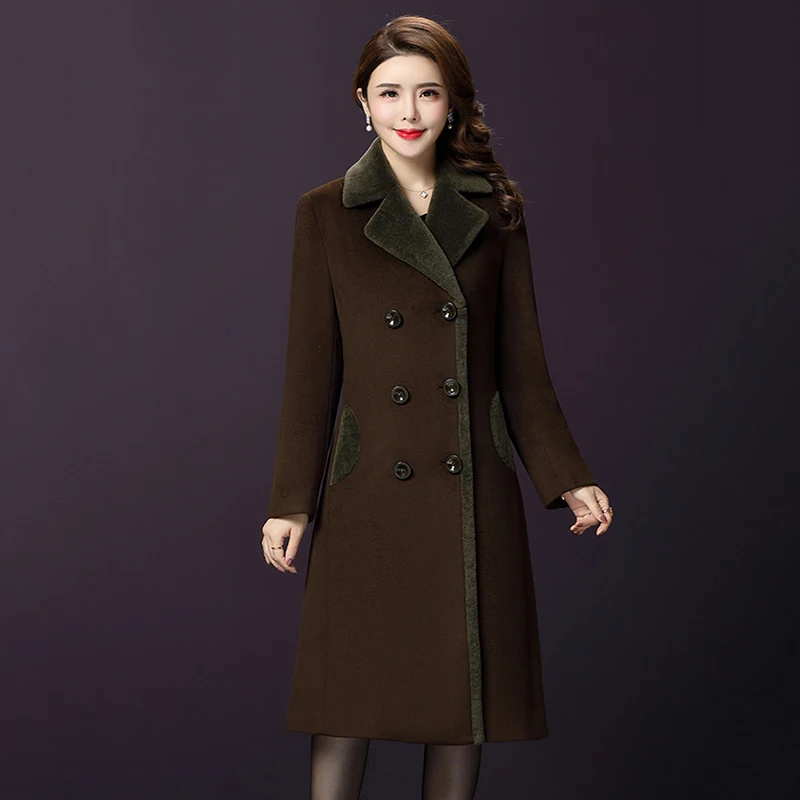 Large size Autumn Women Wool Coat 2018 New Woolen Coat Women Long Paragraph Solid Color Cashmere Coat M-4XL Thick Wool Coat O239