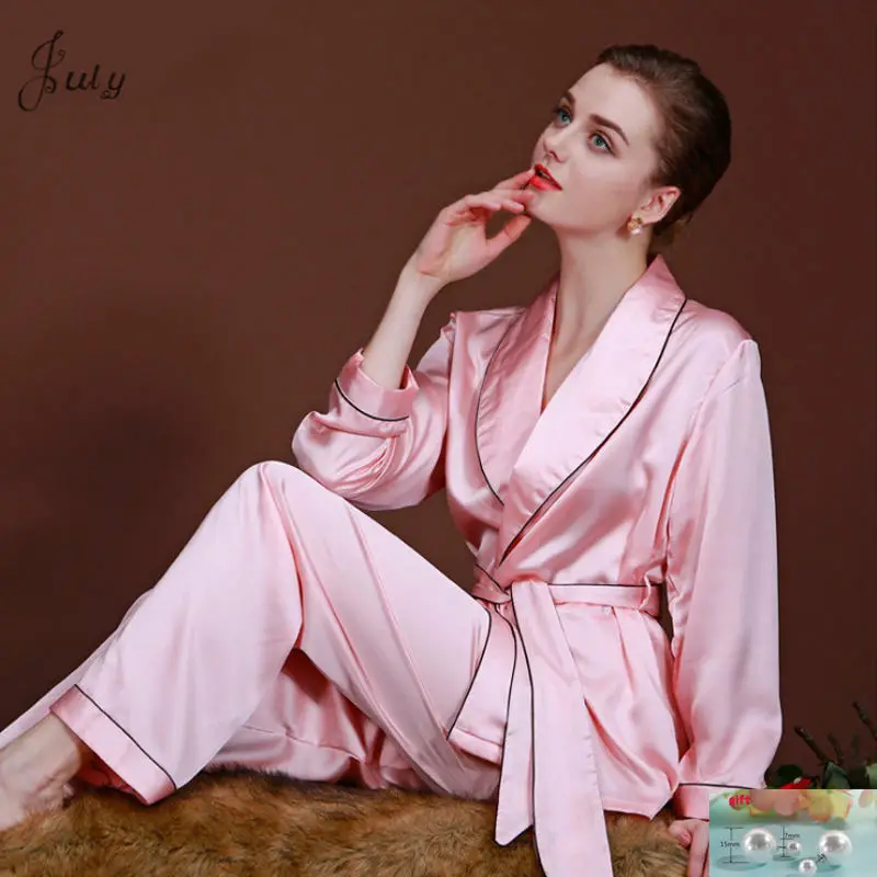 

Summer New Pajamas Set Women Rayon Pajamas Suit Lady 2PCS Sleepwear Sexy Shirt&Pant Pink Home Wear Solid Color Home Clothes