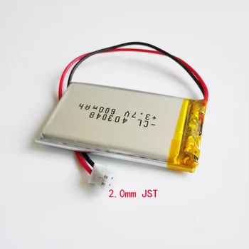 

600mAh Lithium Polymer LiPo Rechargeable Battery with JST PH 2.0 2 pin connector For Mp3 PAD DVD E-book bluetooth headset 403048