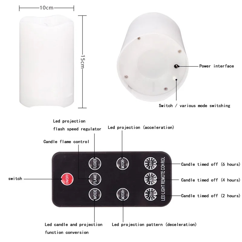 

Projection Lamp Flameless LED Candle Battery Operated with Candy Moon Projection Remote Control MJJ88
