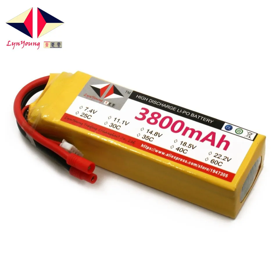 

LYNYOUNG RC 18.5V Lipo Battery 5S 60C max 120c 3800mAh for Car boat Quadcopter Helicopter Airplane