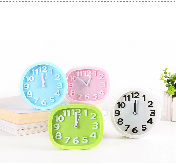 New Alarm Clock Candy Color Battery Silent Home Desk Table Analog Cute Portable Creative Student Bedside Small Snooze Clocks