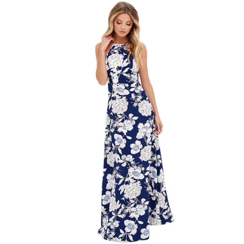 Halter Beach Summer Dress Fashion Womens Floral Printed Camis Backless