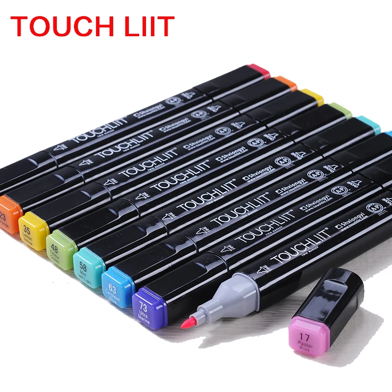 

Original Touchliit 6th Black Double-Headed Alcohol Marker 204 Color Dual Art Markers Anime/Building/Clothing/Landscape/Interior
