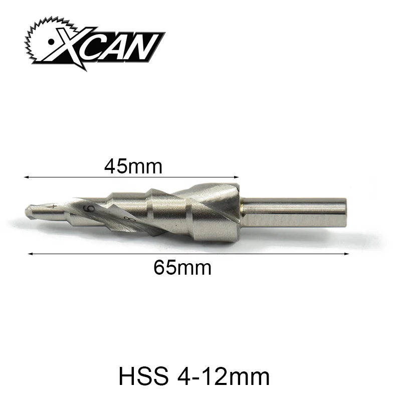 Xcan 1 шт./4-12 HSS Спиральная рифленая металлическая буровая мини-дрель аксессуары Щепка шаг конусное сверло