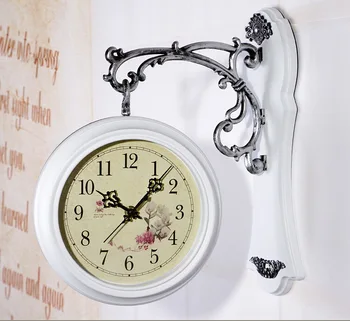 

European fashionable sitting room double wall clock, creative decorative quartz clocks and watches, home crafts