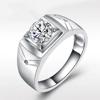 

925 silver men engagement ring opening big Cubic Zircon ring male wedding rings fashion jewelry anillos bague