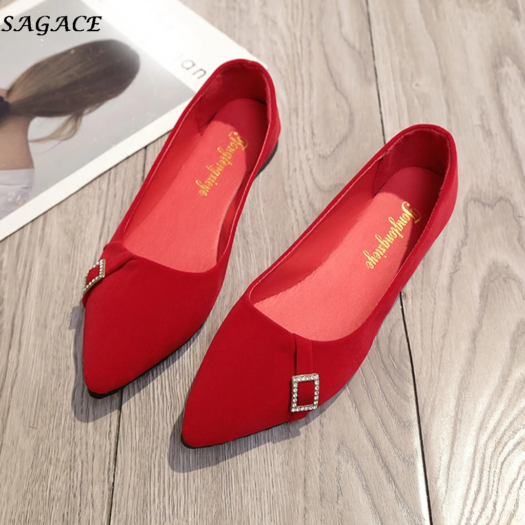 

SAGACE flats shoes women Suede Slip on Boat shoe Female Shallow Mouth Pointed Ballet Shoe Comfortable Flats Casual Shoes #4Z