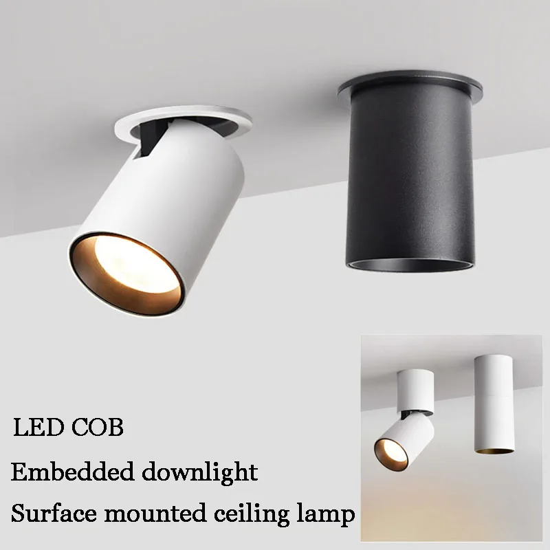 

LED spotlights Surface mounted embedded ceiling light living room simple Nordic Adjust left and right 9W 15W CREE COB downlight