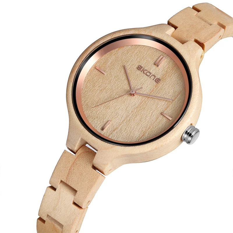 

Skone Women's Wood Watches Top Brand Designer Environmentally Friendly Quartz Clock Ladies Dress Wooden Watch reloj mujer