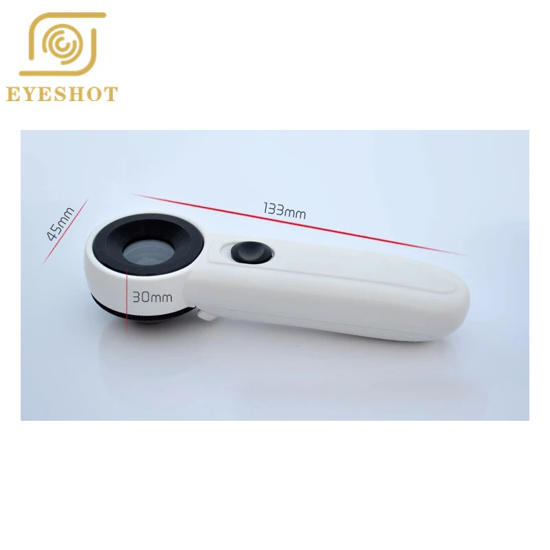 EYESHOT, портативное увеличительное стекло 45X светодиодный светильник, Ювелирная Лупа высокой мощности для глаз, Портативная Лупа с ручным держателем, светодиодный