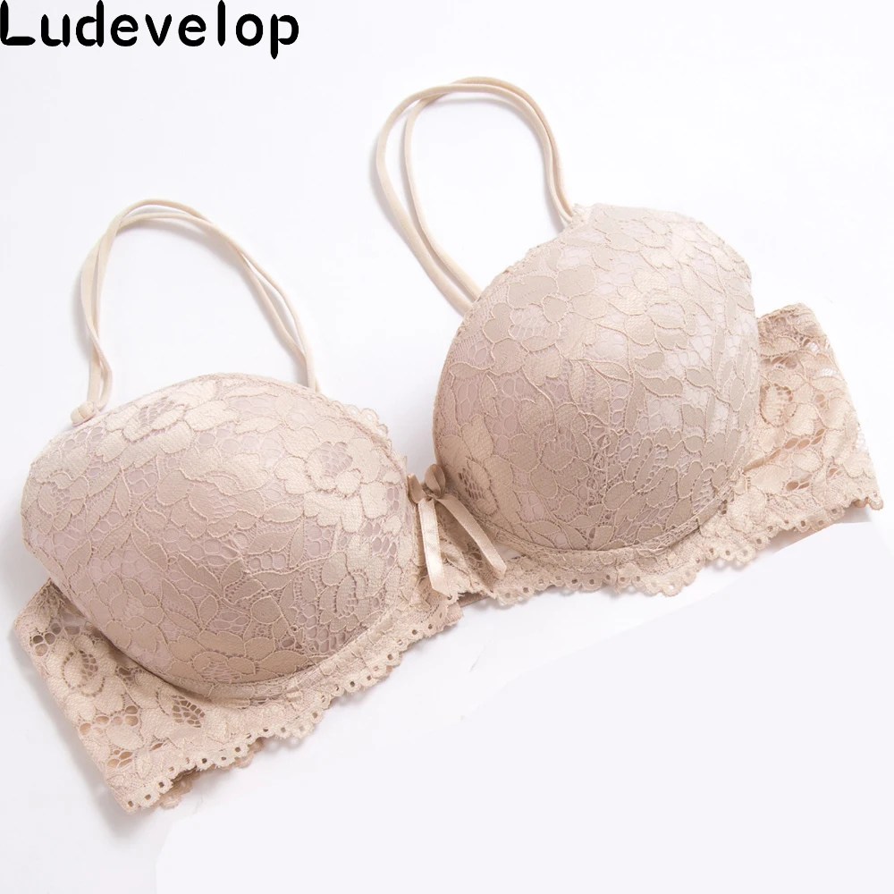 Ludevelop пикантные Кружево Push Up Bra белье Для женщин Нижнее Бельё для девочек Нижнее бельё Вышивка цветочный черный, белый, розовый цвет плюс Размеры Бюстгальтеры для женщин