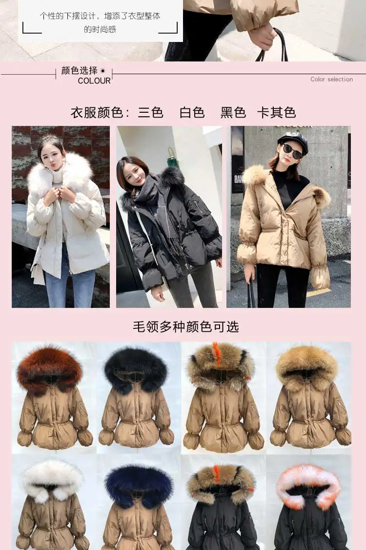 Распродажа, зимняя куртка, женские пуховики, женский пуховик с капюшоном из натурального меха, верхняя одежда на белом утином пуху, утепленная парка