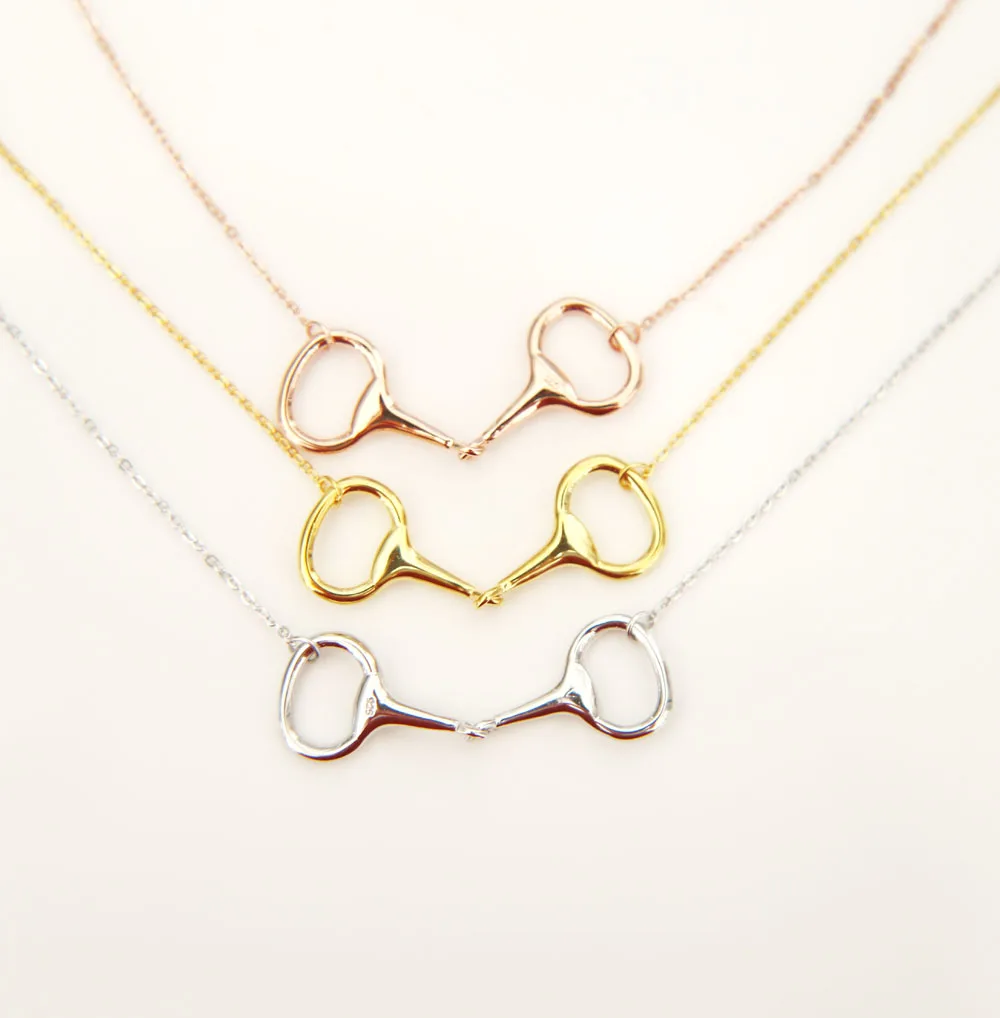 2019 Direct Selling Chains Necklaces Women Collares Collier france Styles 925 Sterling silver Snaffle Bit horse Pendant Necklace