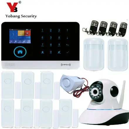 

Yobang Security WIFI 2.4inch TFT Display LCD keyboard Wired Indoor Siren APP Remote Control Alarm System Wireless IP Camcera