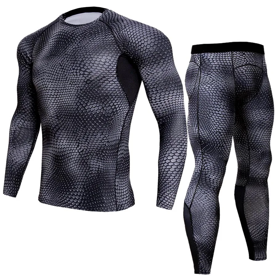 

Men Compression Sportswear Sweatsuits Elastic Legging Long Sleeve T-shirt Sweatshirt Running Jogger Training Fitness Outfit Set