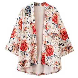 2019 летние женские кимоно boho праздник кардиган свободные длинные хипстерская одежда по аниме Harajuku блузка Цветочные Плайя путешествия blusa