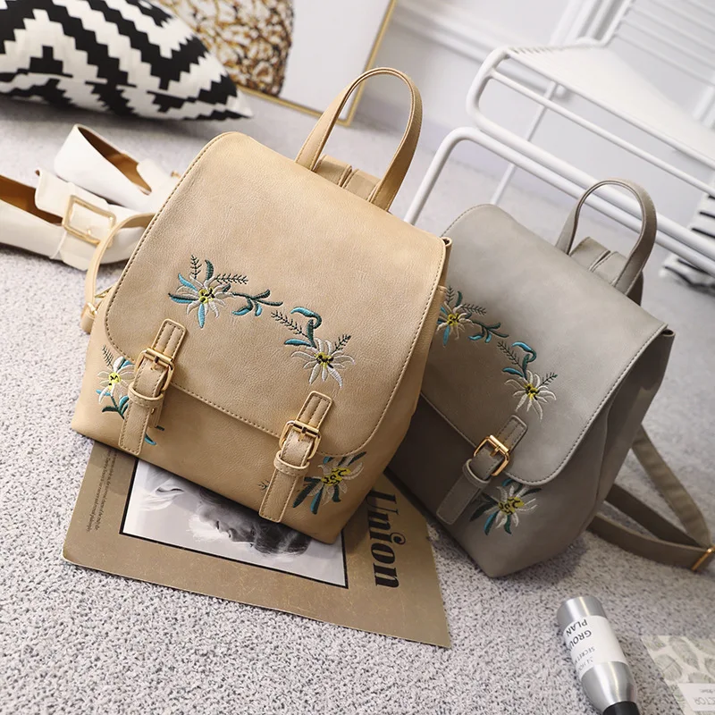 Las mujeres de Mochila de cuero de mujer de la escuela mochilas Vintage multifunción Mochila sólido bordado bolso de hombro negro Las mujeres de Mochila de cuero de mujer de la escuela mochilas Vintage multifunción Mochila sólido bordado bolso de hombro negro