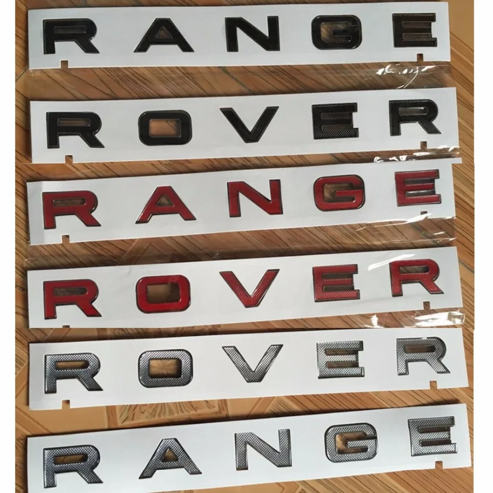 

Silver Black Metallic Red Letters Front Rear Trunk Lid Badge Emblem Badges Emblems Sticker for Land Rover RANGE ROVER