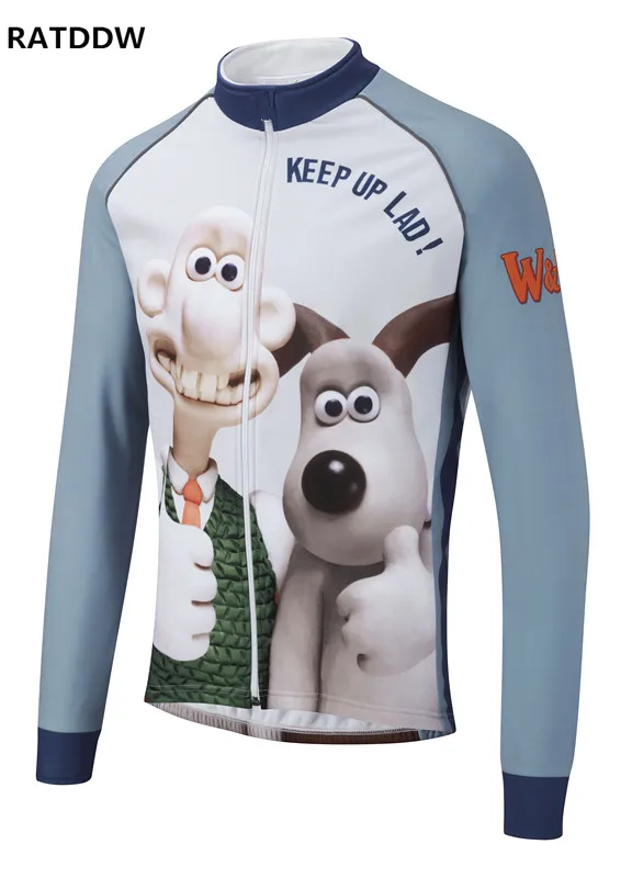 

Cartoon Winter Cycling Jersey Long Sleeve Winter Thermal Fleece MTB Bike Bicycle Cycling Jersey Outdoor Sport Clothing