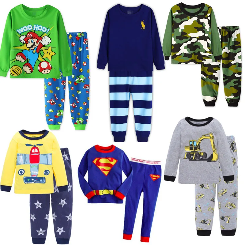

Kids Super Mario Camouflage Color Pajamas Sets Cotton T-shirt + Pants Boys Girls Autumn Winter Sleepwear Casual Wear SA1397