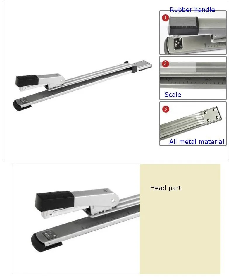 1 шт. металлический Длинный рычаг степлер 40 см длиной 24/6 скобы подходят 50 шт. скобы можно положить в черный и серый Deli 0334