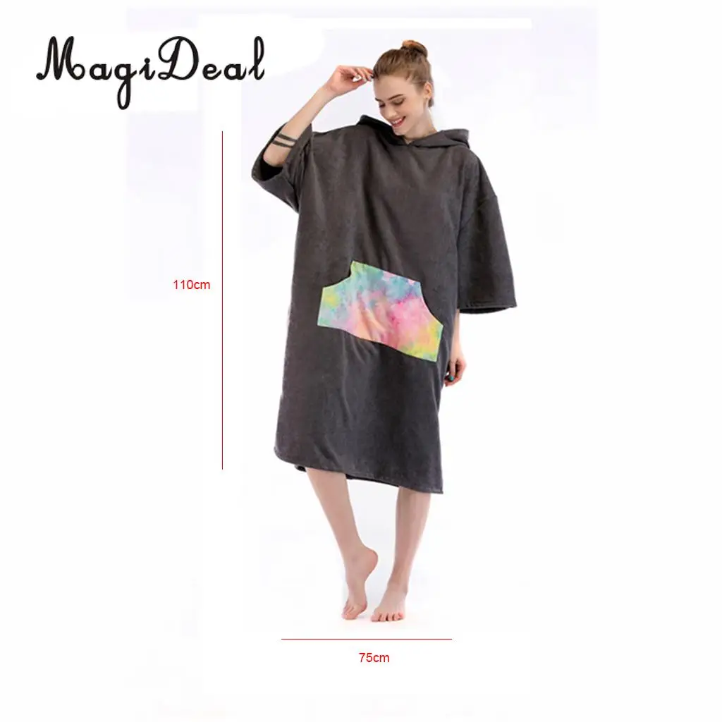 Microfiber Water Absorbent Quick Dry Beach Bath Towel Hooded Poncho Surf Swim Changing Robe Bath Robe Home Bathrobe with Pocket