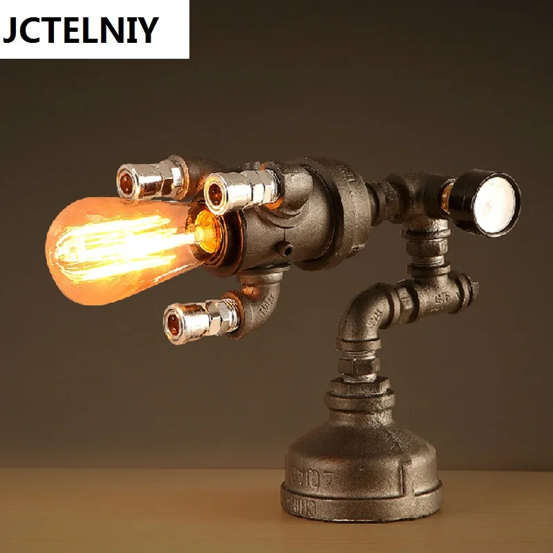 

Iron water pipe personalized table lamp antique vintage water meter decoration lamps loft table lamp