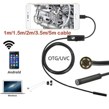 USB мини-камера эндоскопа эндоскоп Камера 1/1. 5/2 м провода 7 мм объектив Android 6 Led свет Водонепроницаемый Сантехнический трос Камера