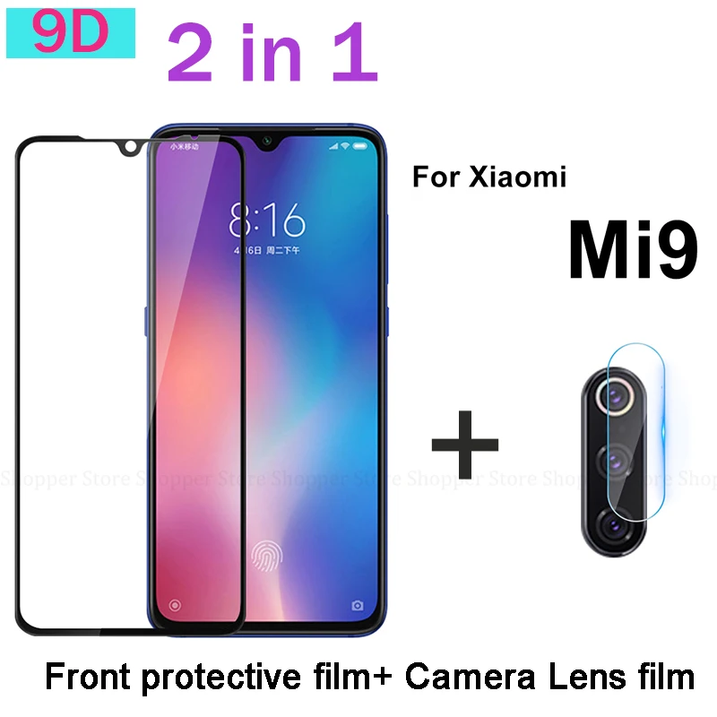 Закаленное стекло 2 в 1 с полным покрытием для задней камеры Xiaomi Mi 9 Защита экрана