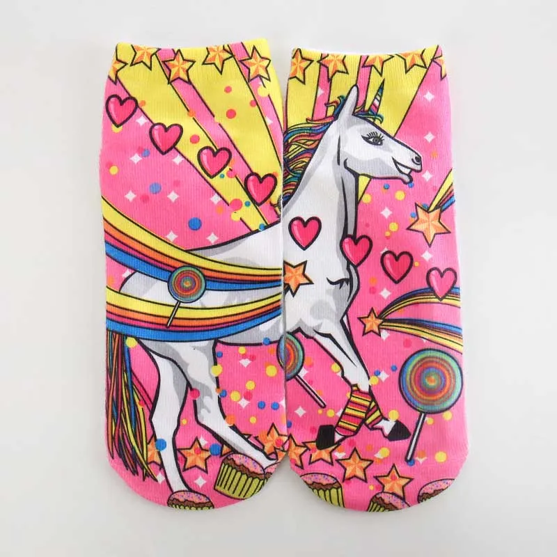 Trend Cute 3D Print Socks Women Ankle Socks Cartoon Animal Unicorn 3D Printing Sock Art Socks female - Цвет: 11