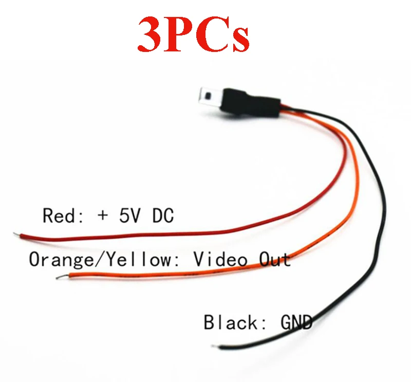3PCs AV Cable 5V Power Supply Line 3 in 1 Transmission For Hawkeye