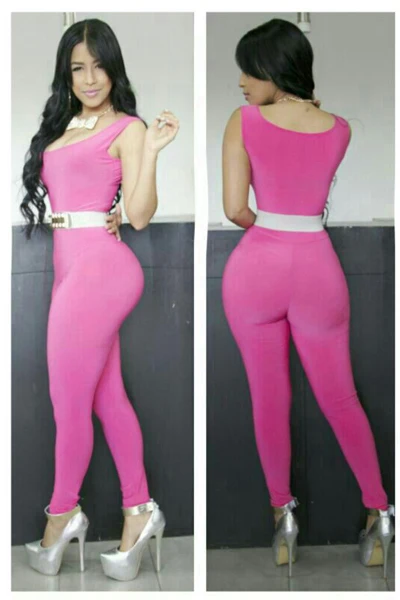 tight pink jumpsuit