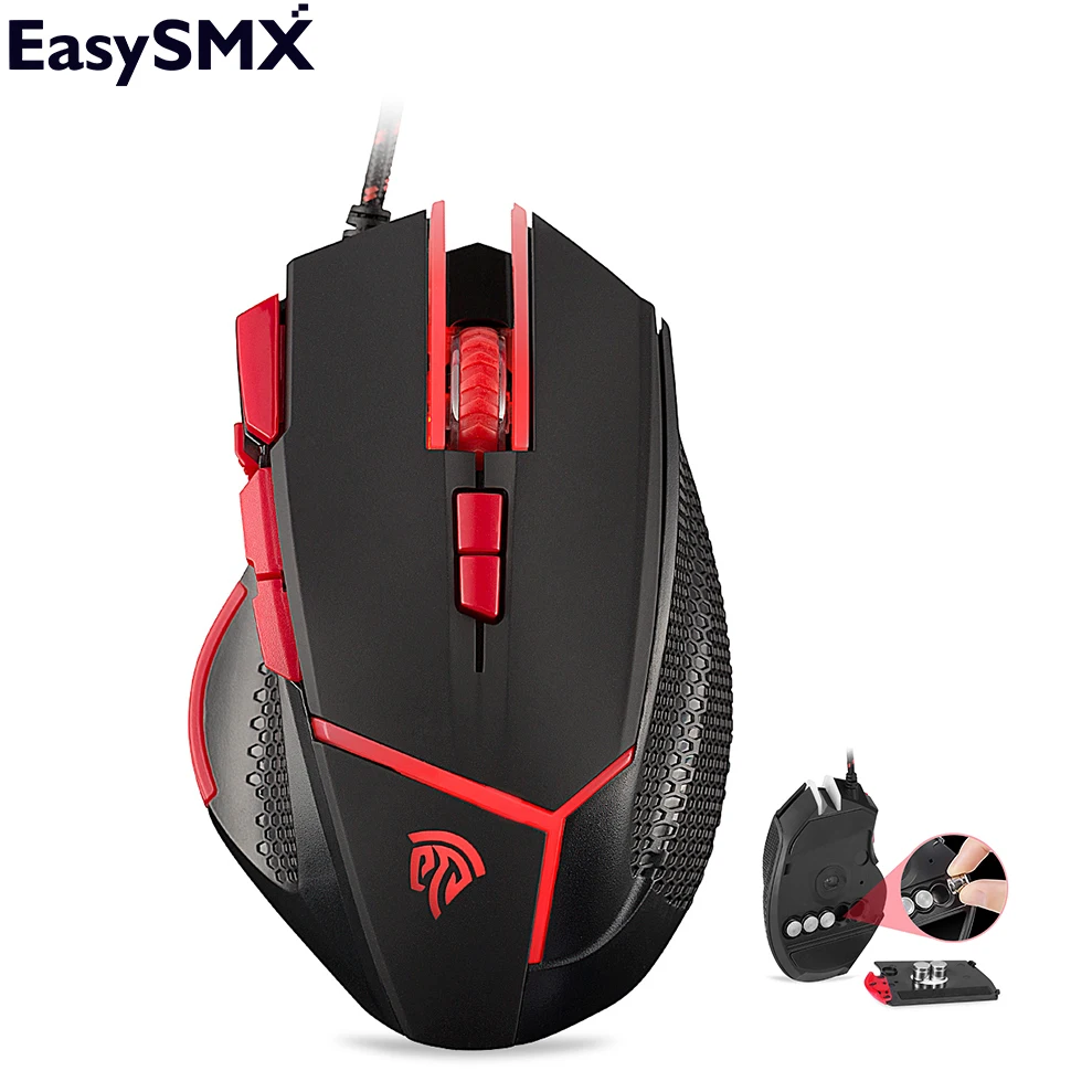 Gaming Mouse EasySMX V18 Mouse 4000 DPI with LED Light 9 Buttons Fire