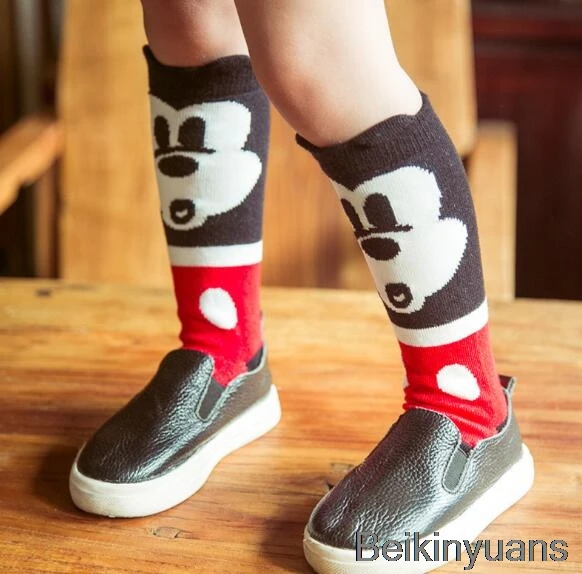 1 pair male baby girl socks warm cartoon fox cotton cute knee socks unisex fashion cartoon baby warm boots socks cartoon - Цвет: C700 Mickey