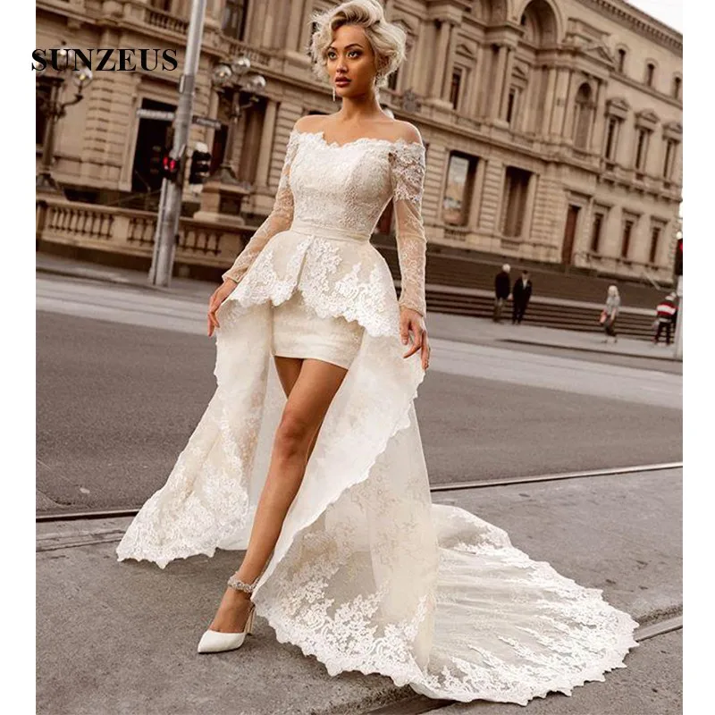 sheath wedding dress with detachable train