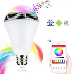 Новый светодиодный 220 V AC Беспроводной Smart Bluetooth 4.0 Красочные Музыка лампы E27 удаленного Динамик лампы Android iphoneapp Bluetooth общие