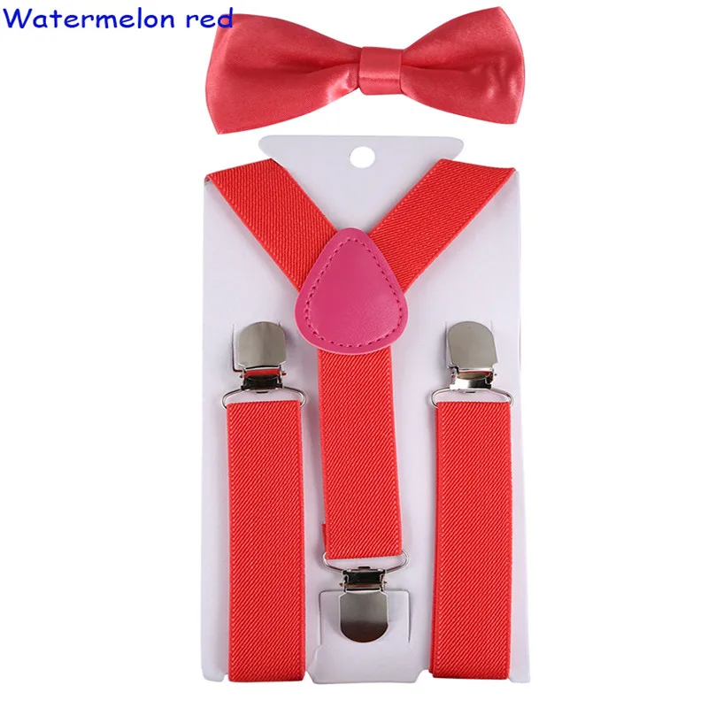 Fashion Kids Suspenders with Bowtie Children Bow Tie Set Boys Braces Girls Adjustable Suspenders Baby Wedding Ties Accessory - Цвет: Waterlemon Red