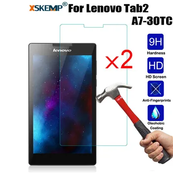 

XSKEMP 2Pcs/Lot Scratch Proof Tempered Glass For Lenovo Tab2 A7-30TC 7" Screen Protector Tablet Film 9H Transparent Ultra-thin