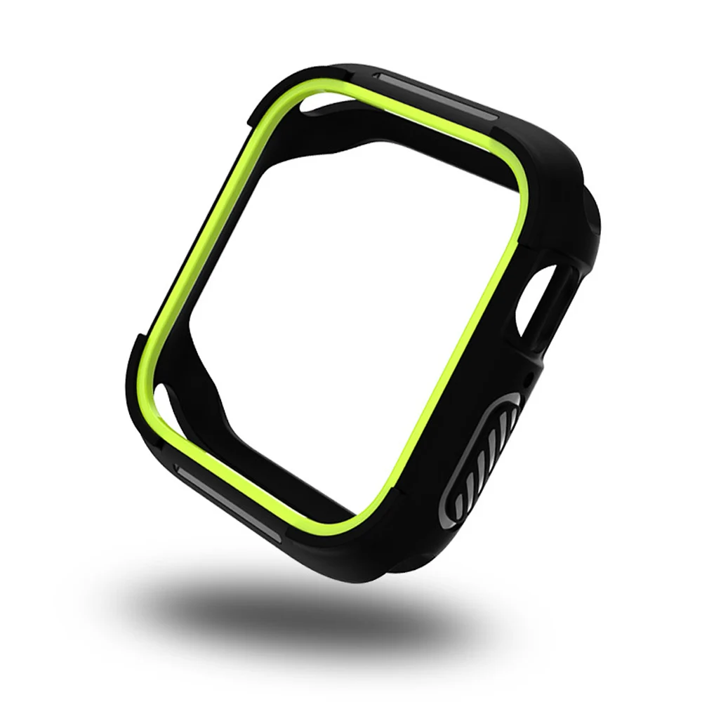 Модные двойные цвета бампер для Apple Watch Case Series 5 4 40 мм 44 мм крышка легкие наручные часы рамка оболочки аксессуары - Цвет ремешка: Black Yellow