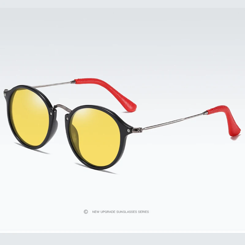 Модные круглые солнцезащитные очки, мужские, женские, Ретро стиль, Круглые, поляризационные солнцезащитные очки, черепаховая оправа с G15 линзами - Lenses Color: Black Yellow