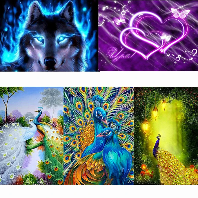 

2019 Diy 5D Diamond Painting Full Square The peacock Diamond Mosaic Sale 5D Diamond Embroidery Full Set Diy Diamond Mosaic Wolf
