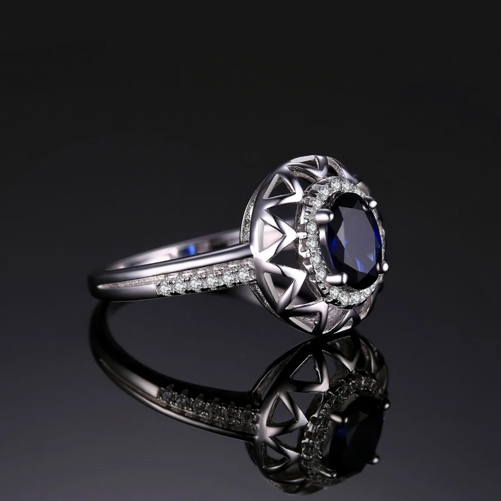 JewelryPalace Unique Fine 1.2 ct Created Blue Sapphire Ring 925 Sterling Silver Fashion Women Jewelry 2018 Brand Rings For Women