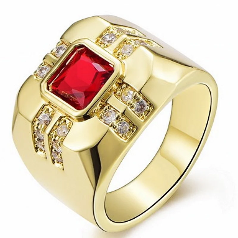 

Simple, generous, personal Size 8 To 15 Jewelry Garnet Zircon 10KT Man's Gold Filled Ring Wedding&Party rings Gift